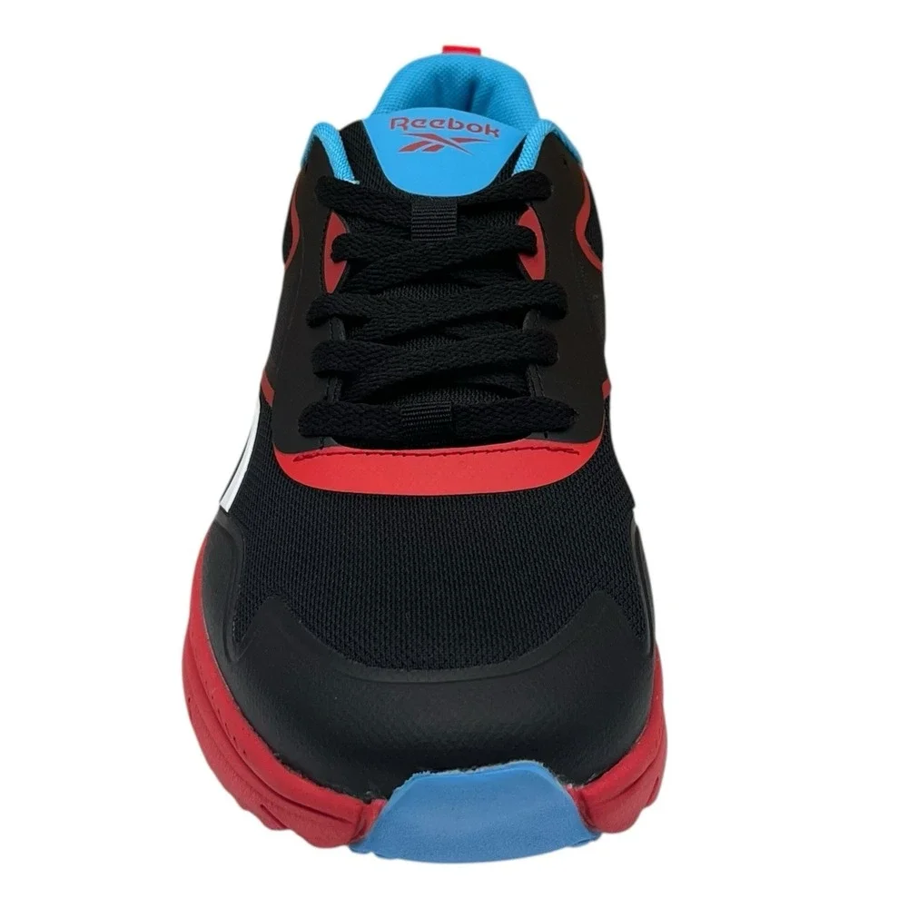 Reebok Youth Big Boys Rush Sneakers Size 7 Black Fiery Red White Blue Lace Up